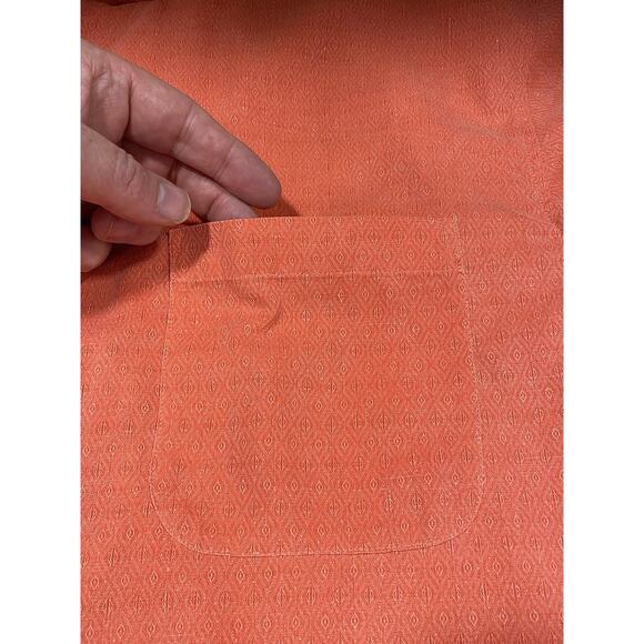 Pronto Uomo Silk Button Up Shirt Men’s Size XL Classic Fit, Salmon, Short Sleeve - Picture 9 of 14